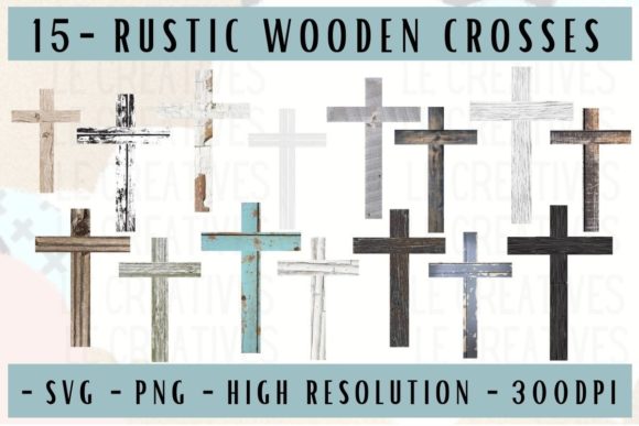 15 Rustic Wooden Crosses Watercolor Graphics Review