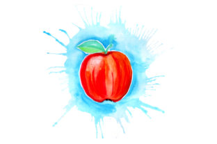 Apple in Watercolor Paint Splatter Style: A Designer's Review