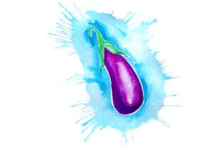 Aubergine in Watercolor Splatter Style: A Crafts & Food Amp Review