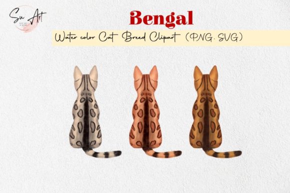 Bengal Cat Breed Watercolor Graphics & Illustrations