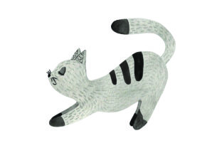 Cat Stretching Watercolor for Cat Crafts Branding