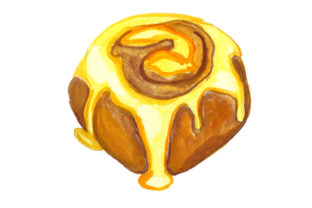Cinamon Roll in Watercolor Style