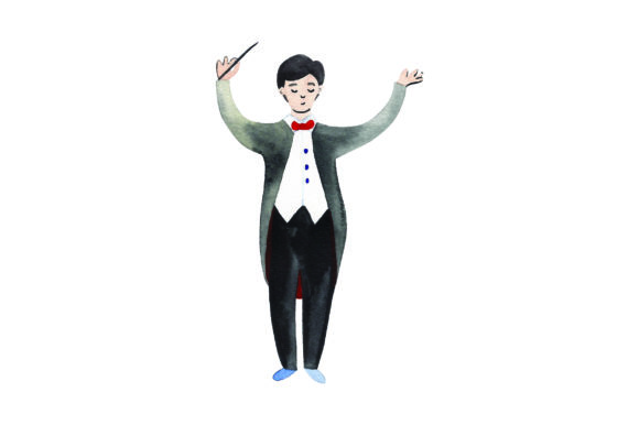 Conductor - Watercolor Review for Music Crafts