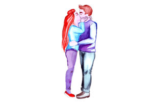 Couple Kissing Watercolor Style: Valentine's Day Crafts