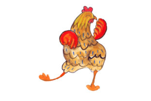 Dancing Chicken Watercolor Style: Animals & Crafts