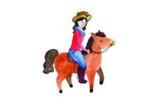 Girl Riding Horse Watercolor: Cowgirl Crafts Review
