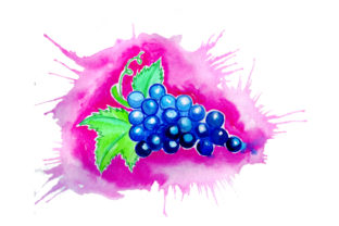 Grapes in Watercolor Paint Splatter Style for Food Amp Crafts