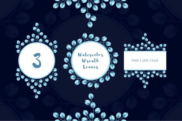 Modern Watercolor Wreath Leaves: Graphics & Illustrations