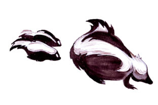 Mom and Baby Skunks in Watercolor: Crafts & Animals