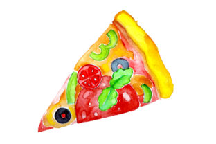 Slice of Pizza in Watercolor Style: Food Amp Crafts Review