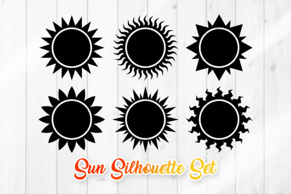 Sun Clipart Silhouette SVG Set: Graphics for Crafts