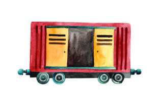 Train Boxcar with Open Door — Watercolor for Crafts & Travel