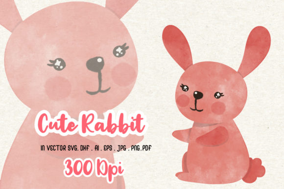 Watercolor Cute Rabbit Graphics & Illustrations