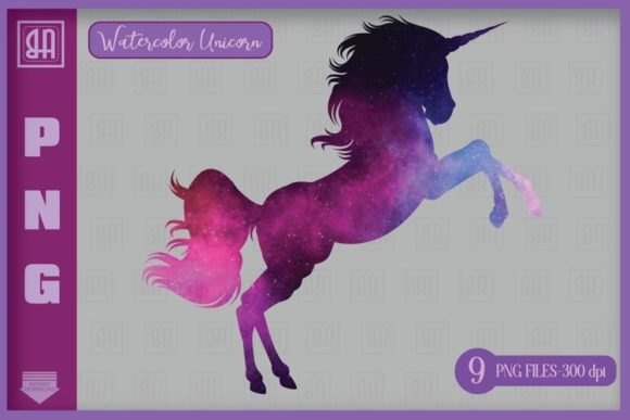Watercolor Unicorn Graphics for Digital Illustrations