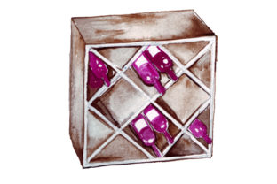 Wine Rack Bottles Watercolor Art for Crafts & Wine