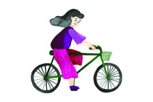 Woman Riding Bicycle Watercolor: Designs Amp & Crafts